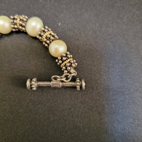 Pearl Necklace Single Strand 14k Gold and 925 silver Town and county - Picture 4 of 6